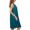 image:imageLYANER Womens Silky Satin Ruffle Round Neck Sleeveless Tie Pleated Casual Mini NightdressTeal Blue