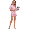 image:imageLYANER Womens Silky Satin Striped 2 Piece Pajama Sets Button Shirt and Wide Leg Shorts SleepwearPink