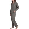 image:imageLYANER Womens Softest PJ Set 2 Piece V Neck Long Sleeve Button Down Sleepwear Lounge Pajama Sets Dark Gray XSmall