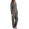 image:imageLYANER Womens Softest PJ Set 2 Piece V Neck Long Sleeve Button Down Sleepwear Lounge Pajama Sets Dark Gray XSmall