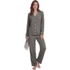 image:imageLYANER Womens Softest PJ Set 2 Piece V Neck Long Sleeve Button Down Sleepwear Lounge Pajama Sets Dark Gray XSmall