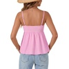 image:imageLYANER Womens Spaghetti Strap Drawstring Tie Front Dressy Casual Cami Babydoll TopsPink