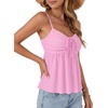 image:imageLYANER Womens Spaghetti Strap Drawstring Tie Front Dressy Casual Cami Babydoll TopsPink