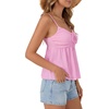 image:imageLYANER Womens Spaghetti Strap Drawstring Tie Front Dressy Casual Cami Babydoll TopsPink