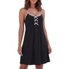 image:imageLYANER Womens Spaghetti Strap Sleeveless Pleated Ruffle A Line Casual Mini NightdressBlack