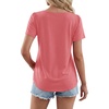image:imageLYANER Womens Square Neck Short Sleeve Button Pleated Front Dressy Casual Blouse TopsDark Pink