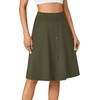 image:imageLYANER Womens Stretchy High Waist ALine Midi Skirt Flared Vintage Casual Skirts with PocketsAmy Green