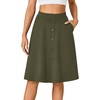 image:imageLYANER Womens Stretchy High Waist ALine Midi Skirt Flared Vintage Casual Skirts with PocketsAmy Green