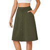 image:imageLYANER Womens Stretchy High Waist ALine Midi Skirt Flared Vintage Casual Skirts with PocketsAmy Green