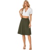 image:imageLYANER Womens Stretchy High Waist ALine Midi Skirt Flared Vintage Casual Skirts with PocketsAmy Green