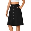 image:imageLYANER Womens Stretchy High Waist ALine Midi Skirt Flared Vintage Casual Skirts with PocketsBlack
