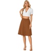 image:imageLYANER Womens Stretchy High Waist ALine Midi Skirt Flared Vintage Casual Skirts with PocketsBrown