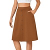 image:imageLYANER Womens Stretchy High Waist ALine Midi Skirt Flared Vintage Casual Skirts with PocketsBrown