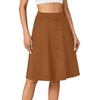 image:imageLYANER Womens Stretchy High Waist ALine Midi Skirt Flared Vintage Casual Skirts with PocketsBrown