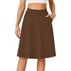 image:imageLYANER Womens Stretchy High Waist ALine Midi Skirt Flared Vintage Casual Skirts with PocketsDark Brown