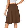 image:imageLYANER Womens Stretchy High Waist ALine Midi Skirt Flared Vintage Casual Skirts with PocketsDark Brown