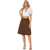 image:imageLYANER Womens Stretchy High Waist ALine Midi Skirt Flared Vintage Casual Skirts with PocketsDark Brown