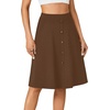 image:imageLYANER Womens Stretchy High Waist ALine Midi Skirt Flared Vintage Casual Skirts with PocketsDark Brown