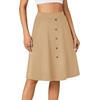 image:imageLYANER Womens Stretchy High Waist ALine Midi Skirt Flared Vintage Casual Skirts with PocketsKhaki