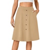 image:imageLYANER Womens Stretchy High Waist ALine Midi Skirt Flared Vintage Casual Skirts with PocketsKhaki