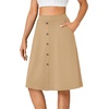 image:imageLYANER Womens Stretchy High Waist ALine Midi Skirt Flared Vintage Casual Skirts with PocketsKhaki