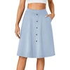 image:imageLYANER Womens Stretchy High Waist ALine Midi Skirt Flared Vintage Casual Skirts with PocketsLight Blue