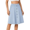 image:imageLYANER Womens Stretchy High Waist ALine Midi Skirt Flared Vintage Casual Skirts with PocketsLight Blue