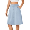 image:imageLYANER Womens Stretchy High Waist ALine Midi Skirt Flared Vintage Casual Skirts with PocketsLight Blue