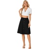 image:imageLYANER Womens Stretchy High Waist ALine Midi Skirt Flared Vintage Casual Skirts with PocketsPure Black