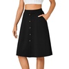 image:imageLYANER Womens Stretchy High Waist ALine Midi Skirt Flared Vintage Casual Skirts with PocketsPure Black