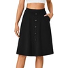 image:imageLYANER Womens Stretchy High Waist ALine Midi Skirt Flared Vintage Casual Skirts with PocketsPure Black