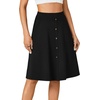 image:imageLYANER Womens Stretchy High Waist ALine Midi Skirt Flared Vintage Casual Skirts with PocketsPure Black