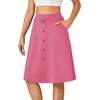 image:imageLYANER Womens Stretchy High Waist ALine Midi Skirt Flared Vintage Casual Skirts with PocketsRose Red