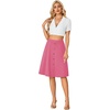 image:imageLYANER Womens Stretchy High Waist ALine Midi Skirt Flared Vintage Casual Skirts with PocketsRose Red