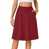 image:imageLYANER Womens Stretchy High Waist ALine Midi Skirt Flared Vintage Casual Skirts with PocketsWine Red