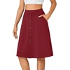 image:imageLYANER Womens Stretchy High Waist ALine Midi Skirt Flared Vintage Casual Skirts with PocketsWine Red