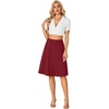 image:imageLYANER Womens Stretchy High Waist ALine Midi Skirt Flared Vintage Casual Skirts with PocketsWine Red