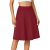image:imageLYANER Womens Stretchy High Waist ALine Midi Skirt Flared Vintage Casual Skirts with PocketsWine Red