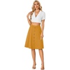image:imageLYANER Womens Stretchy High Waist ALine Midi Skirt Flared Vintage Casual Skirts with PocketsYellow
