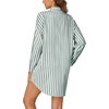 image:imageLYANER Womens Striped Nightgown Collar V Neck Long Sleeve Sleep Shirts Button Down Nightshirt NightdressGreen