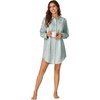 image:imageLYANER Womens Striped Nightgown Collar V Neck Long Sleeve Sleep Shirts Button Down Nightshirt NightdressGreen