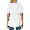 image:imageLYANER Womens Summer Dressy Chiffon Blouses V Neck Short Sleeve Tunic Tops for Leggings Casual TShirtsOffwhite