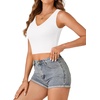 image:imageLYANER Womens Summer V Neck Sleeveless Slim Fitted Solid Cami Tank Crop TopWhite