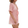 image:imageLYANER Womens Tie Knot Front Coverup V Neck Ruffle Sleeve Beach Cover Ups Cardigan TopsArmy Green