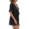 image:imageLYANER Womens Tie Knot Front Coverup V Neck Ruffle Sleeve Beach Cover Ups Cardigan TopsBlack