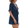image:imageLYANER Womens Tie Knot Front Coverup V Neck Ruffle Sleeve Beach Cover Ups Cardigan TopsNavy Blue