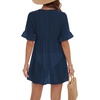 image:imageLYANER Womens Tie Knot Front Coverup V Neck Ruffle Sleeve Beach Cover Ups Cardigan TopsNavy Blue