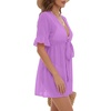 image:imageLYANER Womens Tie Knot Front Coverup V Neck Ruffle Sleeve Beach Cover Ups Cardigan TopsPurple