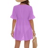 image:imageLYANER Womens Tie Knot Front Coverup V Neck Ruffle Sleeve Beach Cover Ups Cardigan TopsPurple