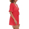 image:imageLYANER Womens Tie Knot Front Coverup V Neck Ruffle Sleeve Beach Cover Ups Cardigan TopsRed